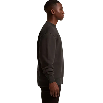 AS Colour 5145 Mens Heavy Crew Top, coal grey, dropped shoulders, model side view