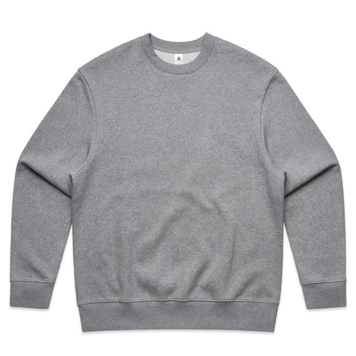 AS Colour 5145 Mens Heavy Crew Top, Grey marle, front view, Fleece and cotton.