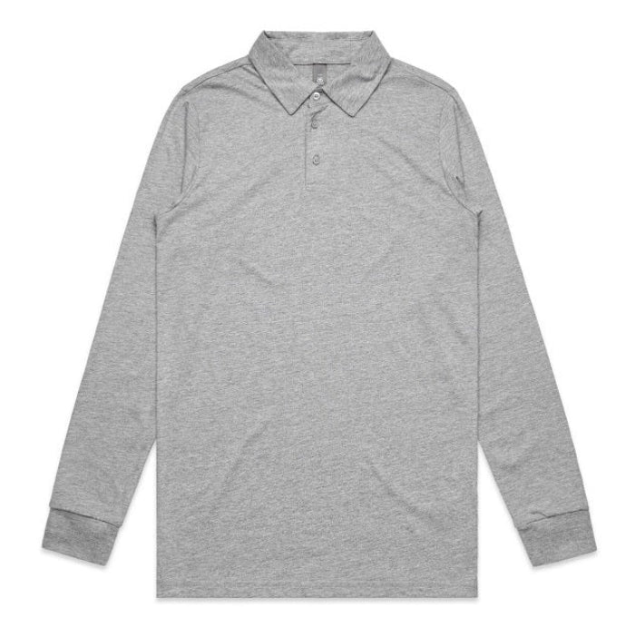 AS Colour 5404 Chad Long Sleeve Polo - Grey Marle - Front View Mens breathable easy care