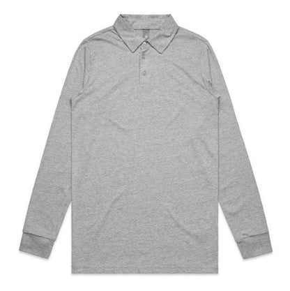 AS Colour 5404 Chad Long Sleeve Polo - Grey Marle - Front View Mens breathable easy care