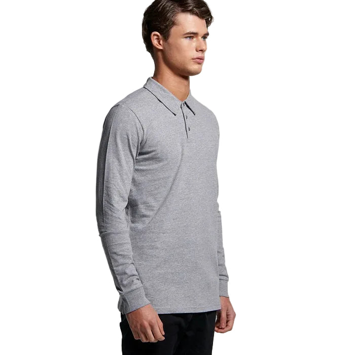 AS Colour 5404 Chad Long Sleeve Polo - Grey Marle - Lifestyle