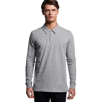 AS Colour 5404 Chad Long Sleeve Polo - Grey Marle - Lifestyle front view
