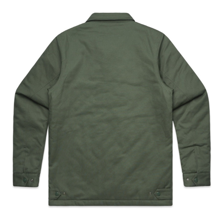 Cypress olive green utility jacket, AS Colour 5523 Service Jacket, rear view