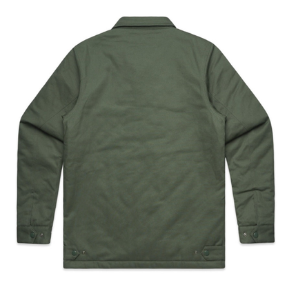 Cypress olive green utility jacket, AS Colour 5523 Service Jacket, rear view