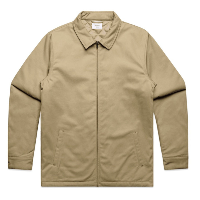 Khaki zip down, cotton drill, AS Colour 5523 Service Jacket front view