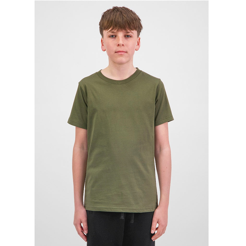 GOODMATES X1001Y Youth Basis Short Sleeve Tee - Army - Alternative Front View