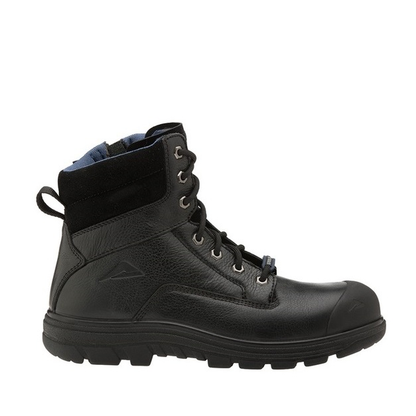 Black leather zip sided ankle boot with a protective toe cap, Ascent 129467 Alpha 2 4E Composite Zip Side Boots, side view