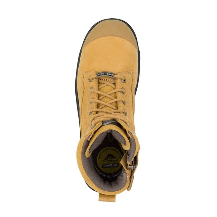 Ascent 129467 Alpha 2 4E Composite Zip Side Boots, top view, wheat, supportive arch design