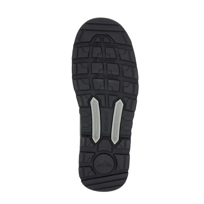 Ascent 129473 Sigma 2 4E Composite Slip On Safety Boots, black, sole view, abrasion resistant 