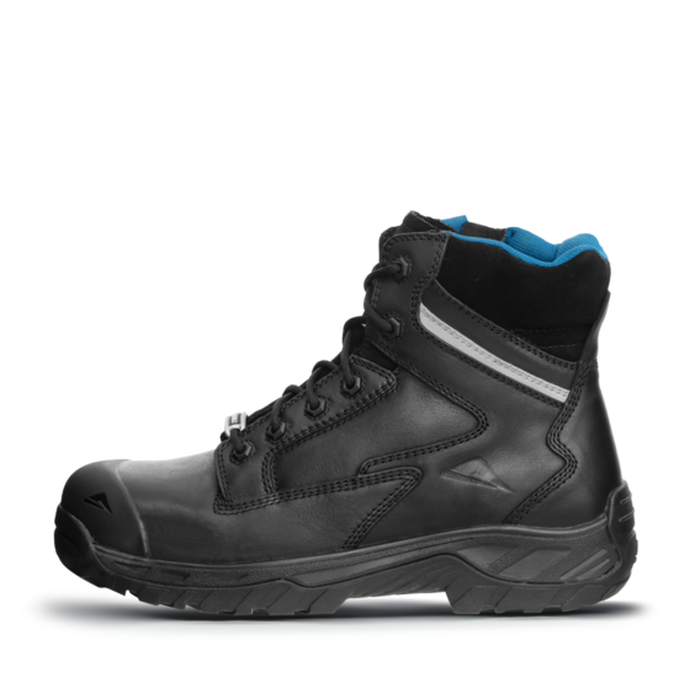 Ascent 129643 Oxide 2 Safety Work Boots, black with a silver reflective stripe, composite toe, alternative side view