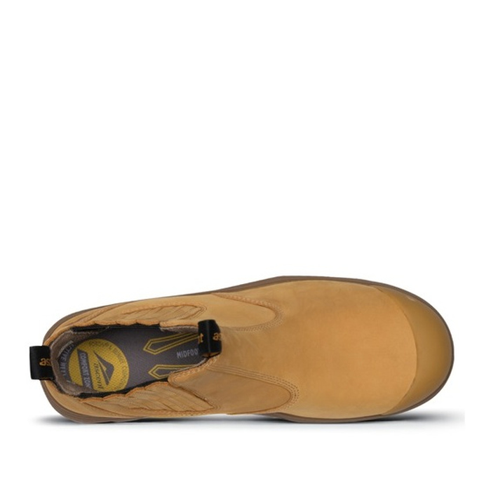 Mens wheat coloured, top view, Ascent 129704 Sigma 2 4E Composite Slip On with built in arch support Safety Boots