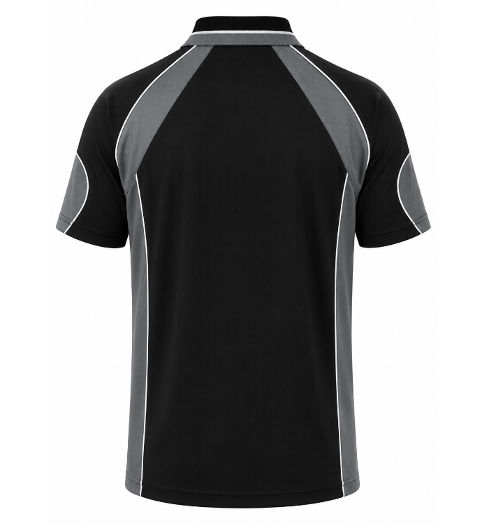 Aussie Pacific N1300 Murray Mens Polo - Black/Ash - Back View