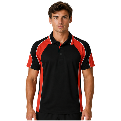 Aussie Pacific N1300 Murray Mens Polo - Black/Orange - Front View