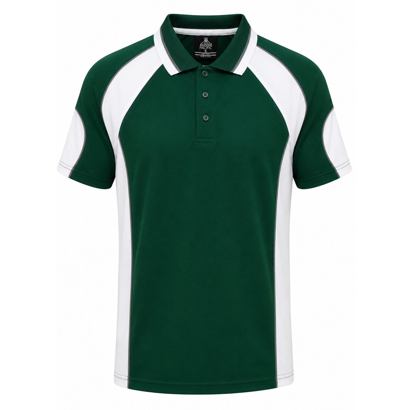 Aussie Pacific N1300 Murray Mens Polo - Bottle Green/White - Front View