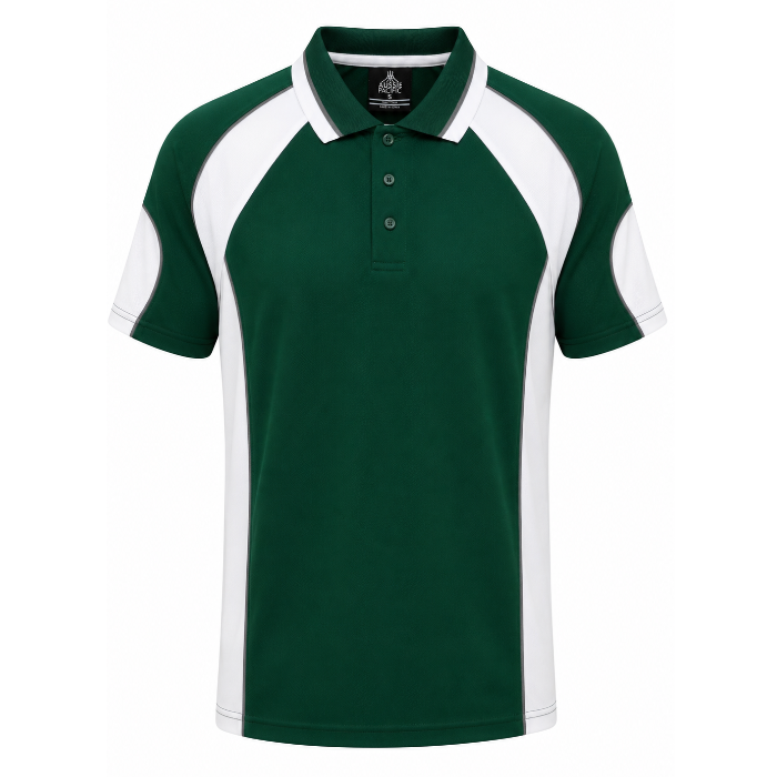 Aussie Pacific N1300 Murray Mens Polo - Bottle Green/White - Front View