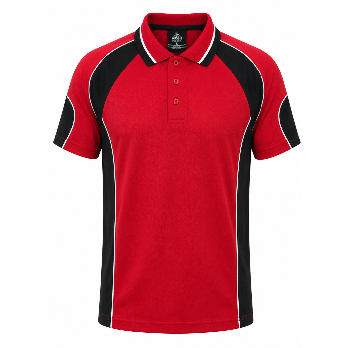 Aussie Pacific N1300 Murray Mens Polo - Navy/Red/White - Front View