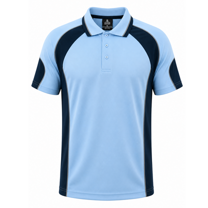 Aussie Pacific N1300 Murray Mens Polo - Sky Blue/Navy - Front View