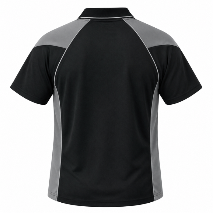 Aussie Pacific N1301 Premier Mens Polo - Black/Ash Grey - Back View