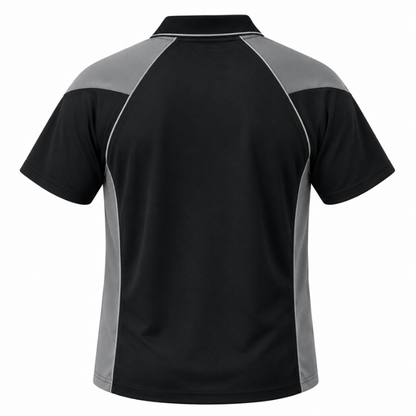 Aussie Pacific N1301 Premier Mens Polo - Black/Ash Grey - Back View