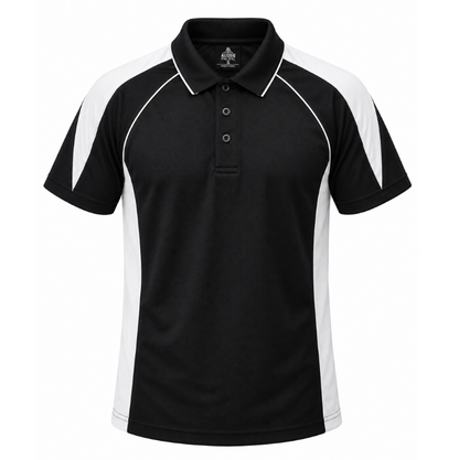 Aussie Pacific N1301 Premier Mens Polo - Black/White - Front View