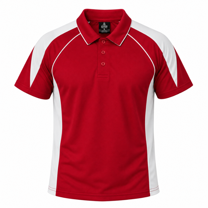 Aussie Pacific N1301 Premier Mens Polo - Red/White - Front View