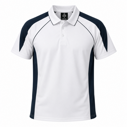 Aussie Pacific N1301 Premier Mens Polo - White/Navy - Front View