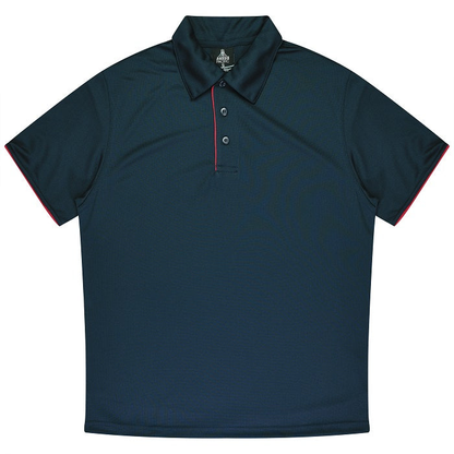 Navy with red accents, high performance dri wear fabric, Aussie Pacific N1302 Mens Yarra Polo, front view