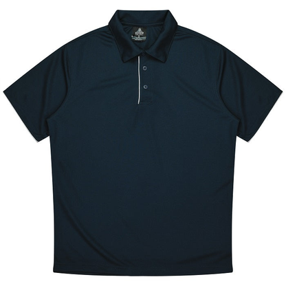 Moisture wicking fabric, Navy with white, Aussie Pacific N1302 Mens Yarra Polo, front view