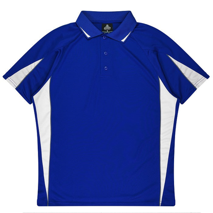 Royal blue with white accents, easy care, sports, Aussie Pacific N1304 Mens Eureka Polo, front view