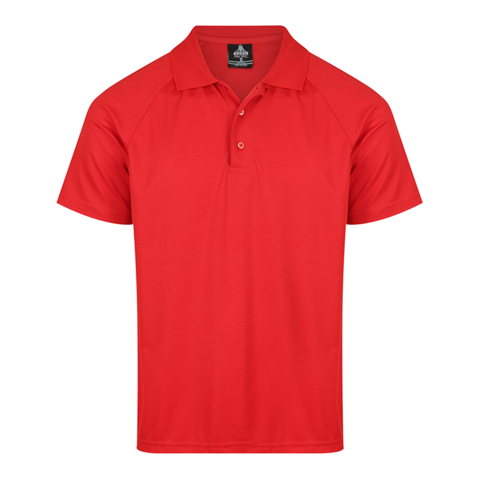 Bright red, front view, Aussie Pacific N1306 Keira Mens Polo