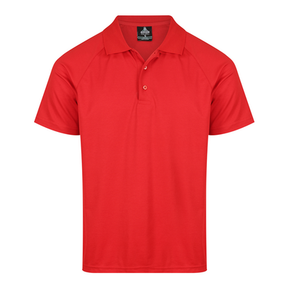 Bright red, front view, Aussie Pacific N1306 Keira Mens Polo