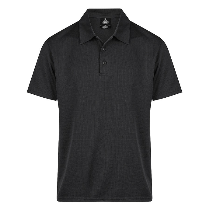 Classic black, work polo, Aussie Pacific N1307 Botany Mens Polos, front view