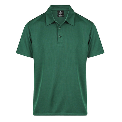 Bottle green, front view, Aussie Pacific N1307 Botany Mens Polos, moisture wicking