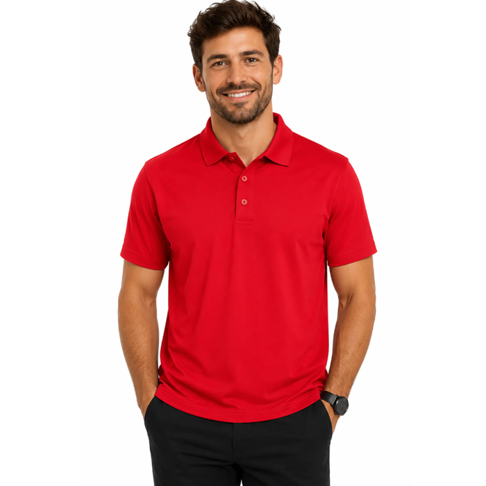 Front model view, Red, Everyday, easycare, Aussie Pacific N1307 Botany Mens Polos