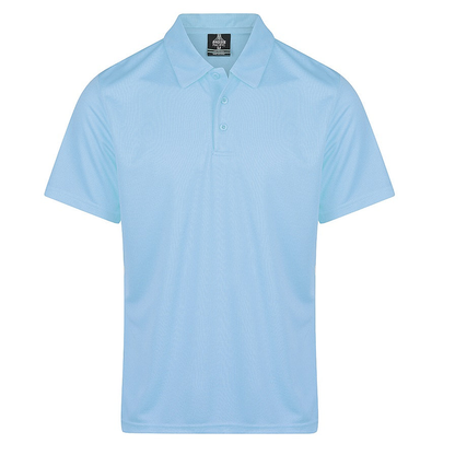 Sky blue, short sleeve, classic collar, Aussie Pacific N1307 Botany Mens Polos front view