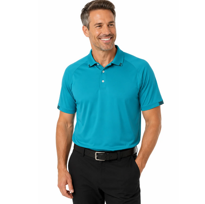 Teal blue, corporate, Aussie Pacific N1308 Flinders Mens Polos, front model view