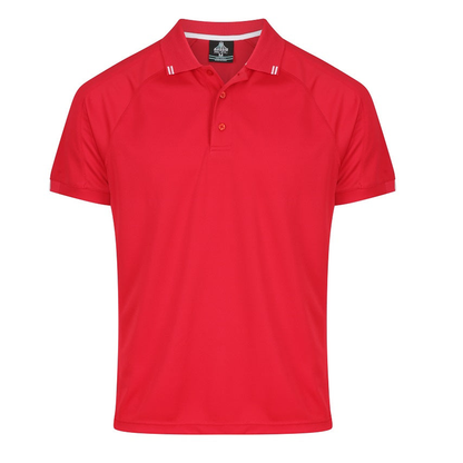Corporate, red with white accents, Aussie Pacific N1308 Flinders Mens Polos, front view
