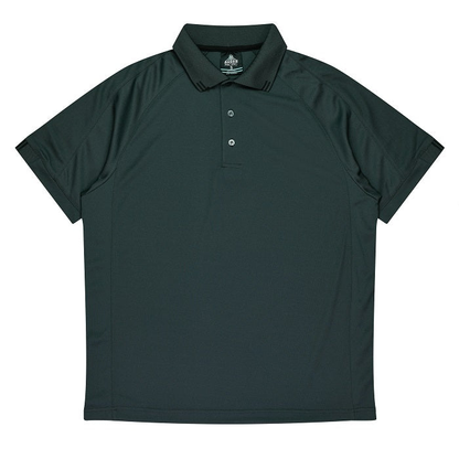 Slate dark charcoal grey, front view, black accents, modern fit, Aussie Pacific N1308 Flinders Mens Polos