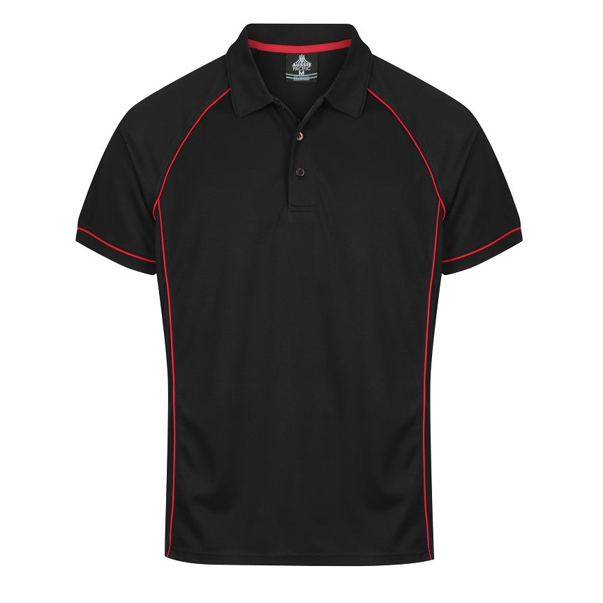 Aussie Pacific N1310 Mens Endeavour Polo - Black/Red - Front View