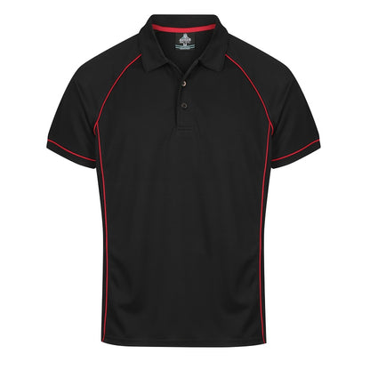Aussie Pacific N1310 Mens Endeavour Polo - Black/Red - Front View