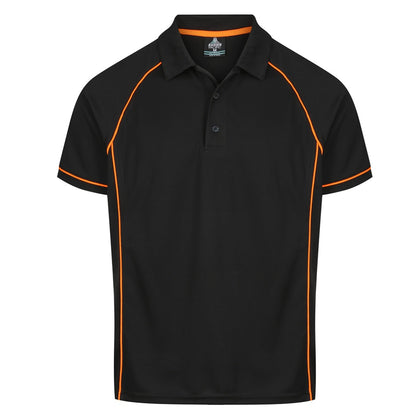 Aussie Pacific N1310 Mens Endeavour Polo - Black/Orange - Front View