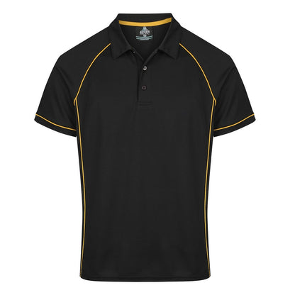 Aussie Pacific N1310 Mens Endeavour Polo - Black/Gold - Front View