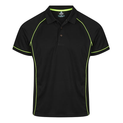 Aussie Pacific N1310 Mens Endeavour Polo - Black/Lime/Green - Front View