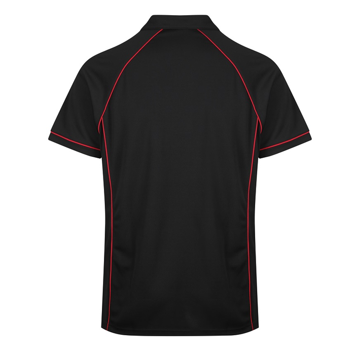 Rear view, black / red, Aussie Pacific N1310 Mens Endeavour Polo