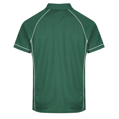 Aussie Pacific N1310 Mens Endeavour Polo, bottle green with white, rear view