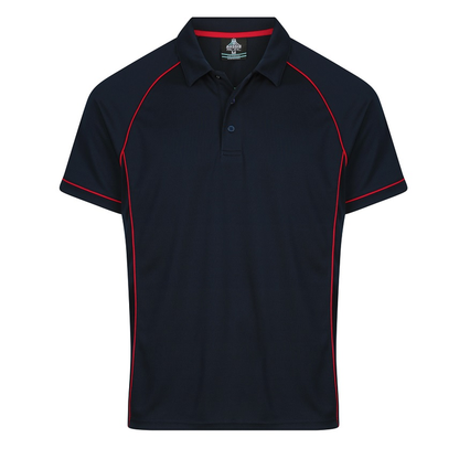 Navy with red, professional sports, Aussie Pacific N1310 Mens Endeavour Polo shirt, front view