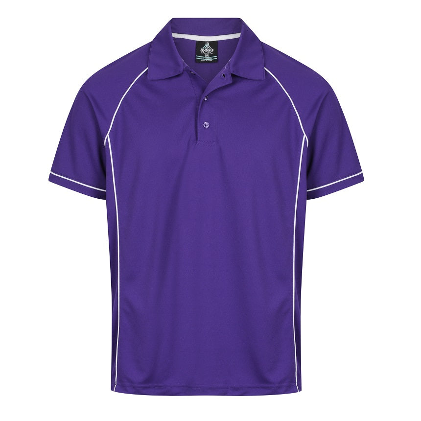 Aussie Pacific N1310 Mens Endeavour Polo - Purple/White - Front View