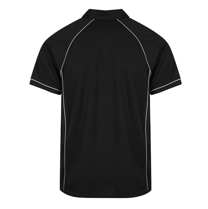 Aussie Pacific N1310 Mens Endeavour Polo, black /silver, rear view