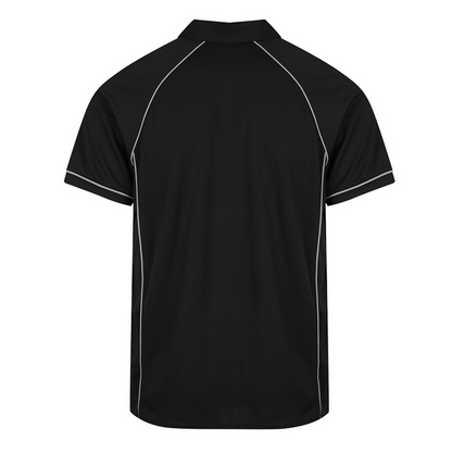 Aussie Pacific N1310 Mens Endeavour Polo, black /silver, rear view