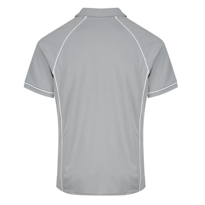 Aussie Pacific N1310 Mens Endeavour Polo, silver /white, rear view